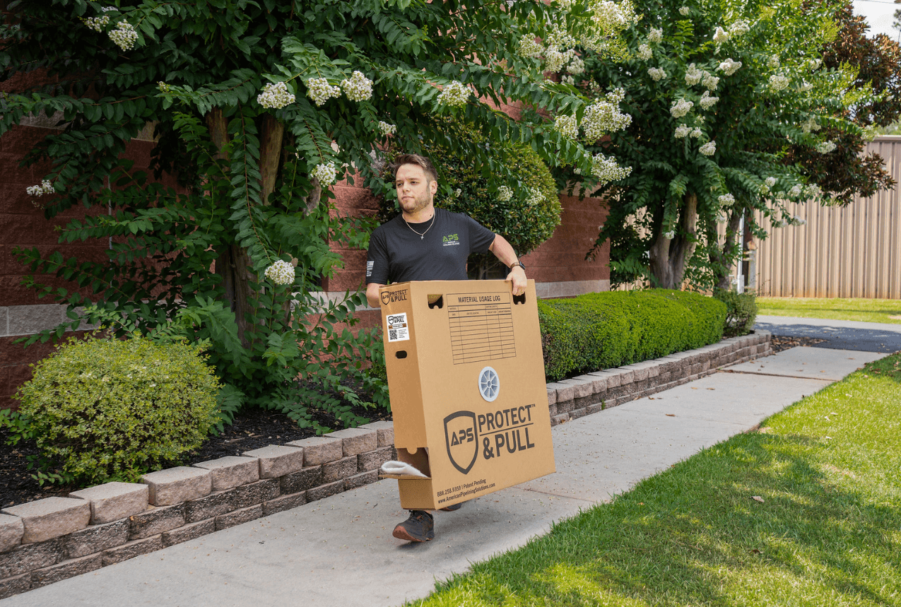 single man carrying protect & pull box